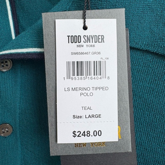 Todd Snyder 100% Merino Wool Tipped Polo Sweater Large NWT - Picture 2 of 3